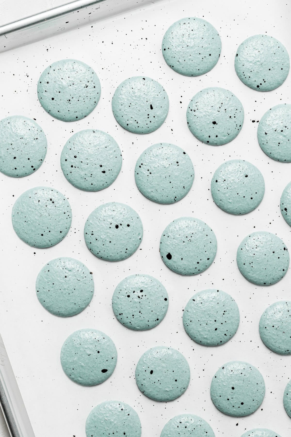 piped macaron batter.