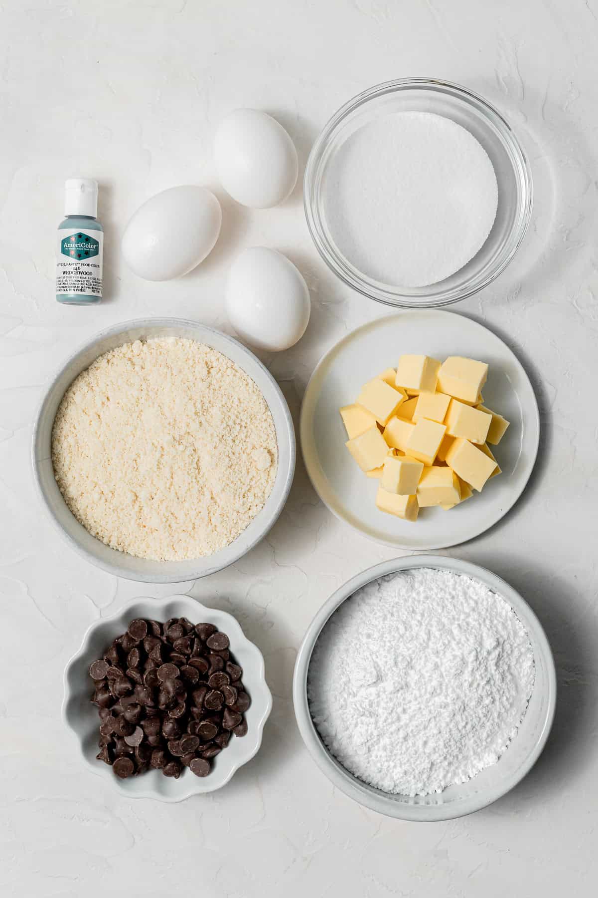 ingredients for Robin's Egg Macarons.