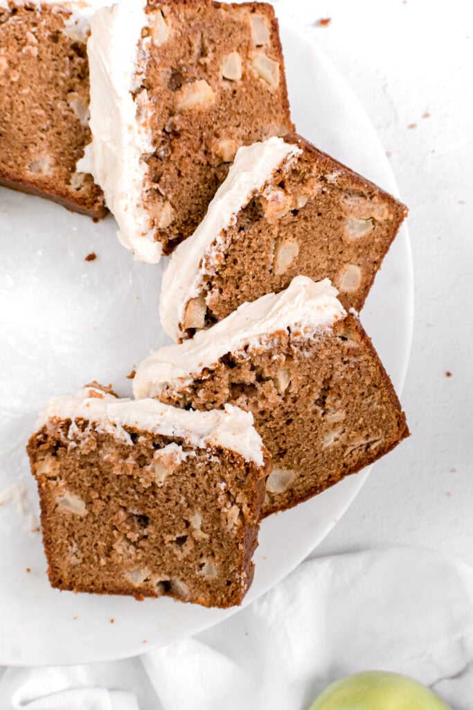 Apple Spice Loaf Cake with Brown Butter Cream Cheese Frosting