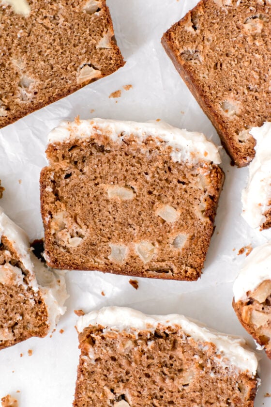 Apple Spice Loaf Cake with Brown Butter Cream Cheese Frosting Sloane