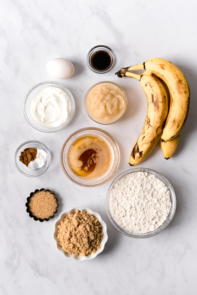 ingredients for one bowl banana bread