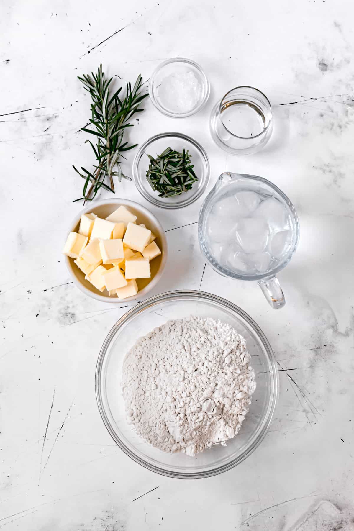 ingredients for the rosemary pie crust.