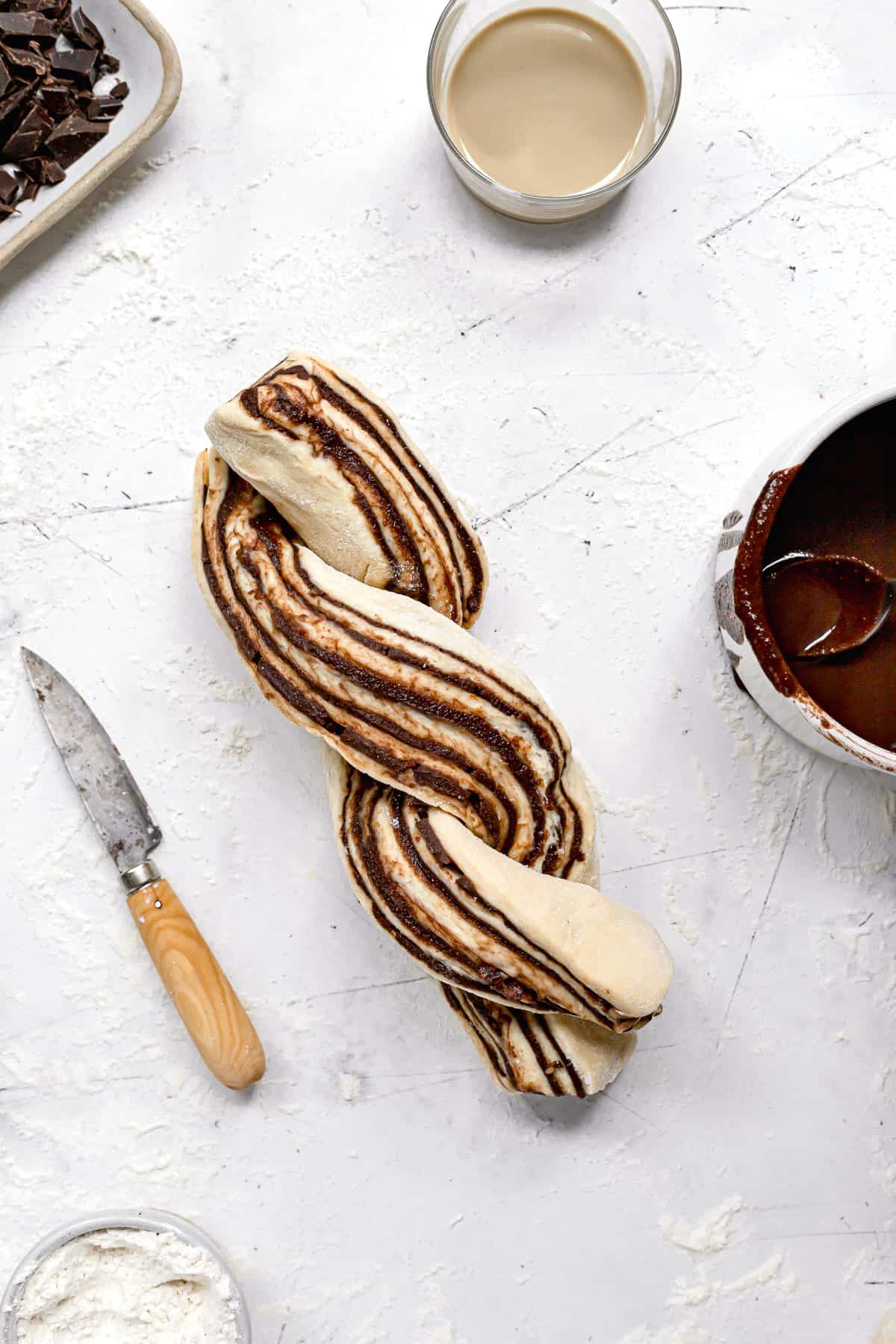 braided chocolate babka.