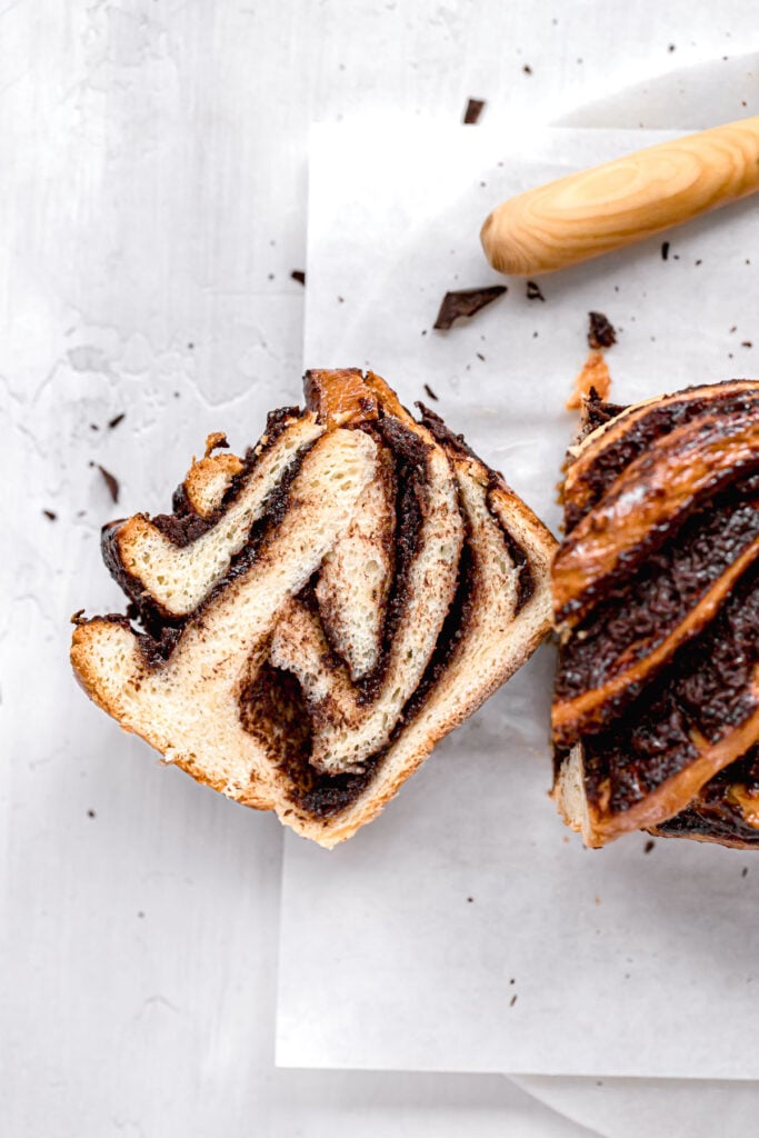 one slice of chocolate babka