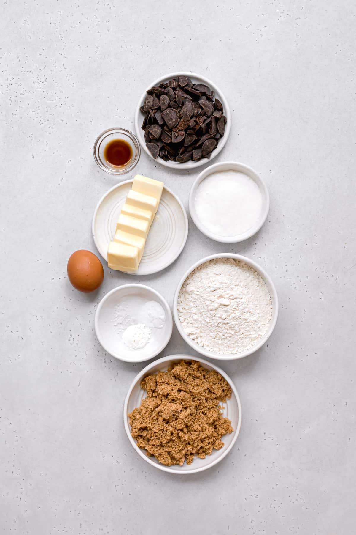 ingredients for gf chocolate chip cookies.