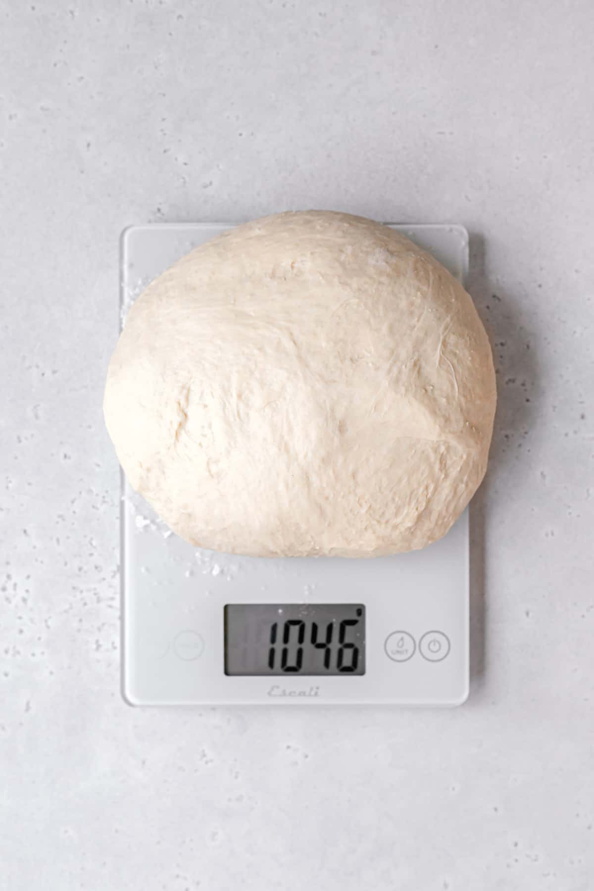 dough on scale.