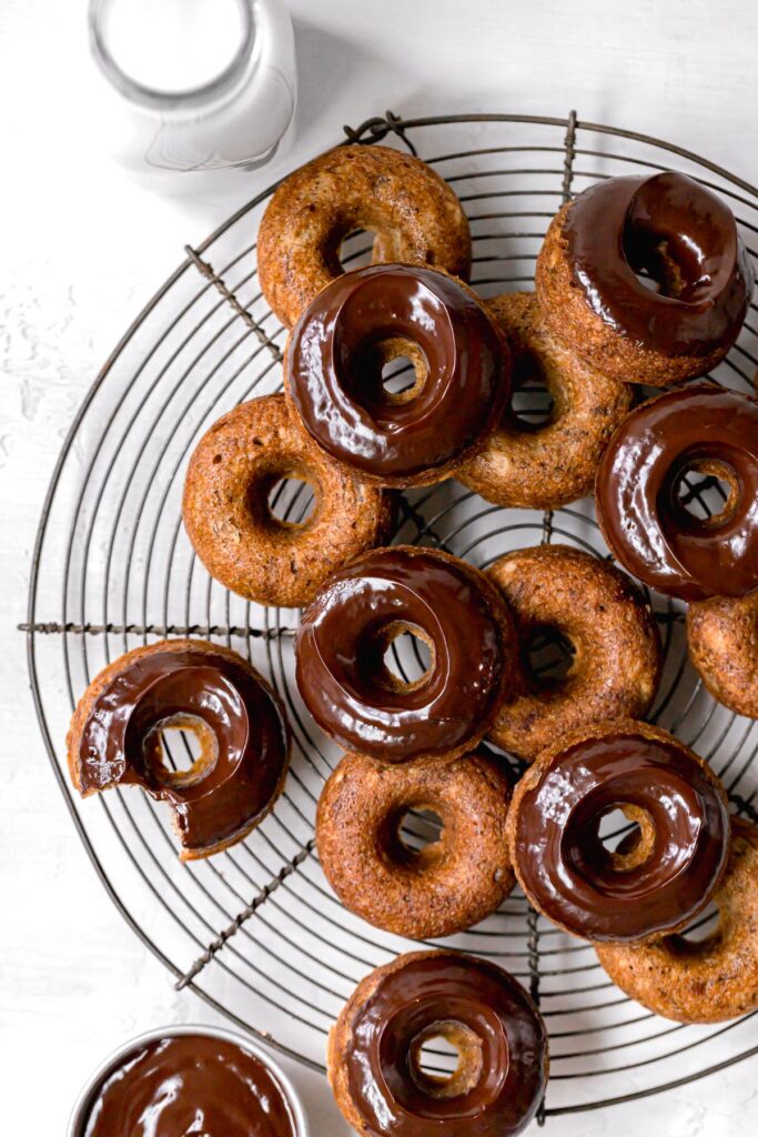 mini baked donuts on wire rack
