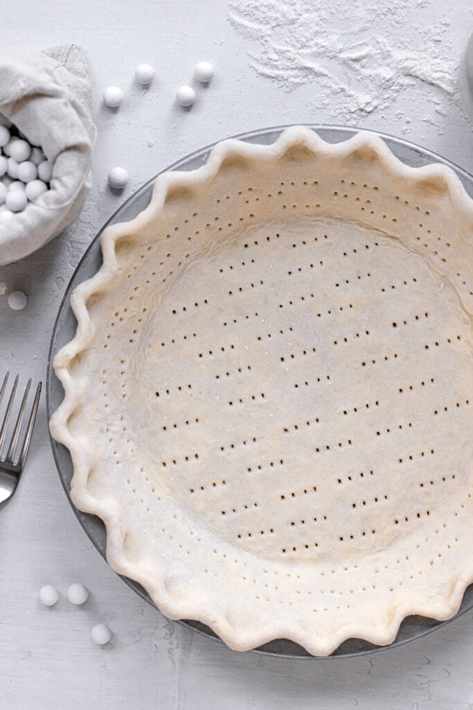 3 ingredient pie crust in metal pie dish
