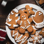 gingerbread cutout cookies on white plate