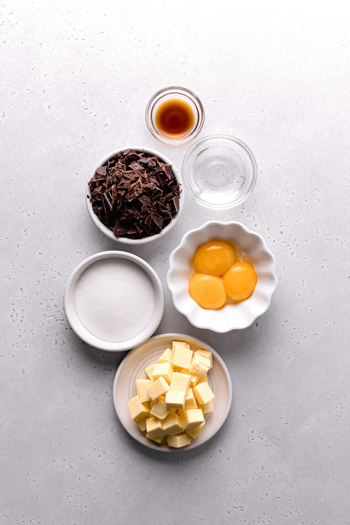 ingredients for chocolate French buttercream.