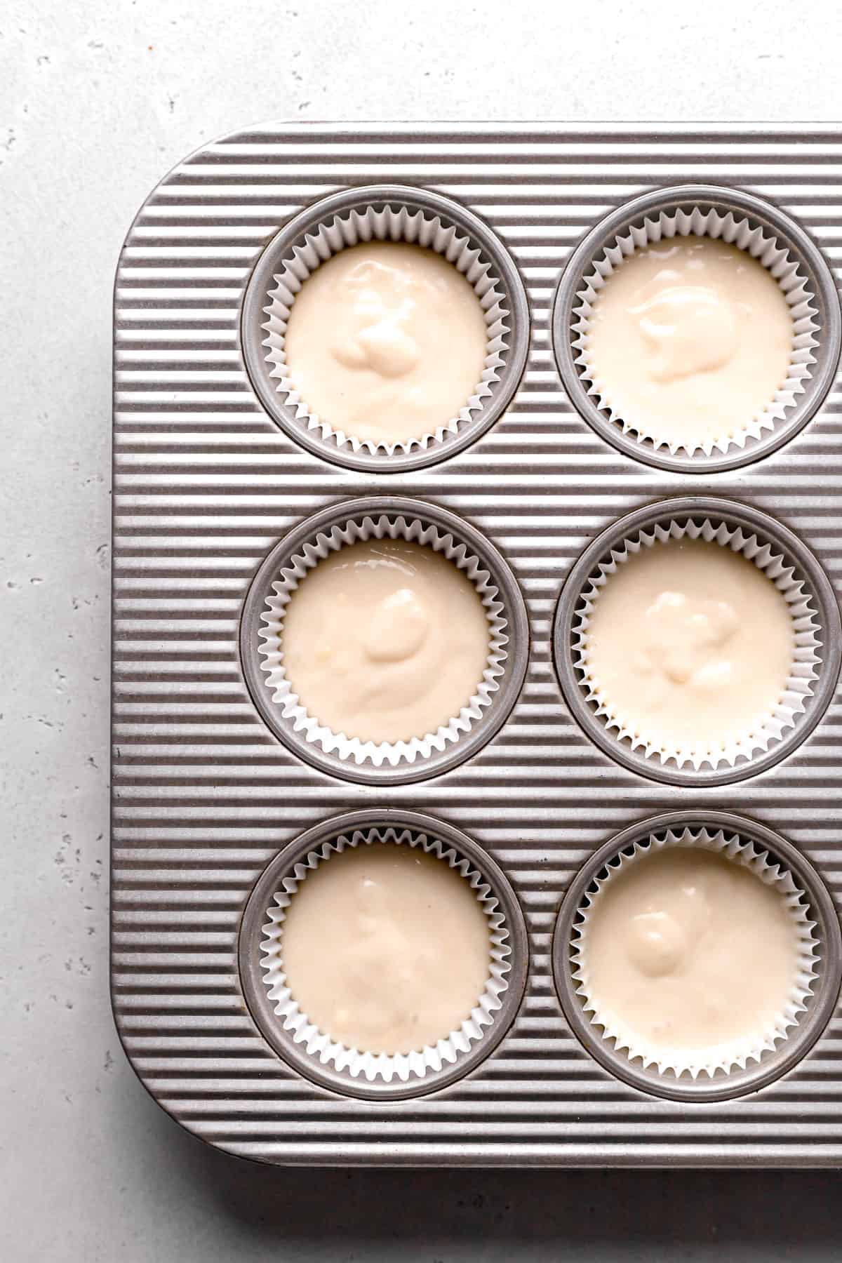 cupcake batter in muffin pan.