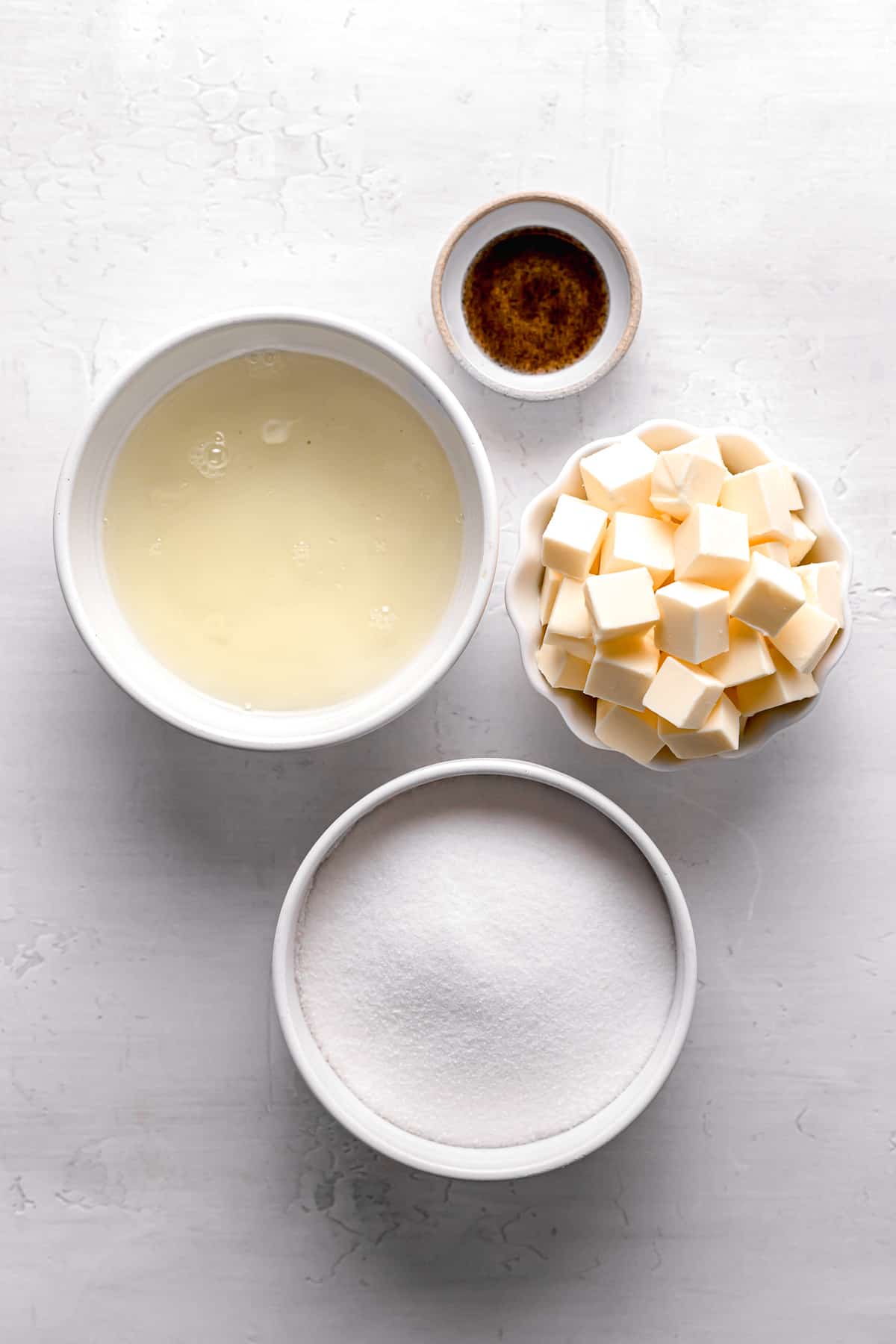 ingredients for vanilla swiss meringue buttercream.