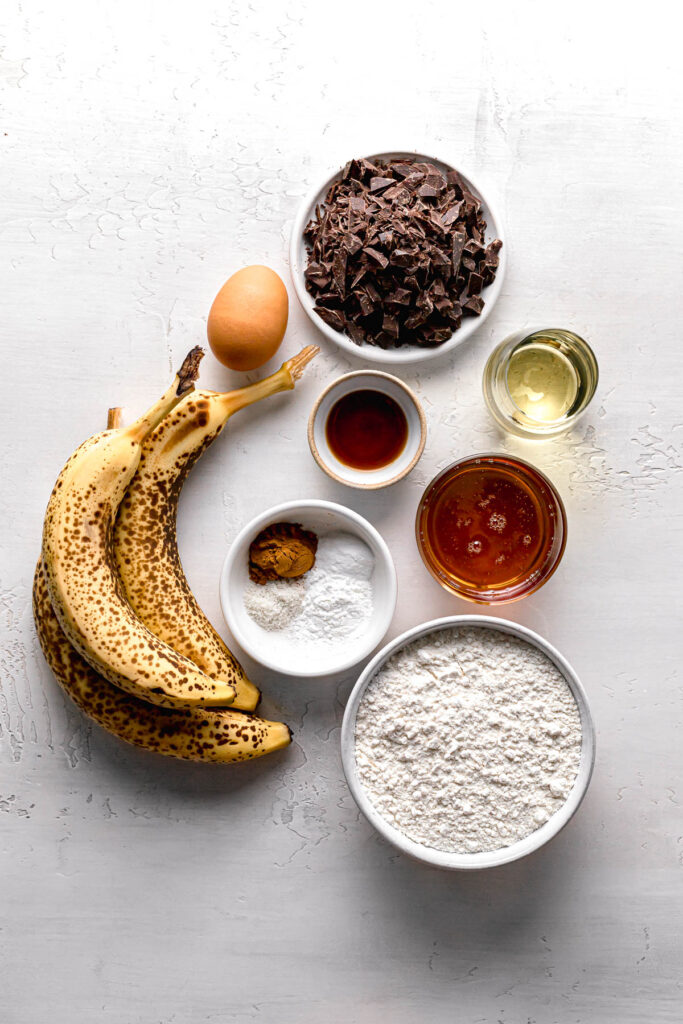 ingredients for moist banana bread with oil
