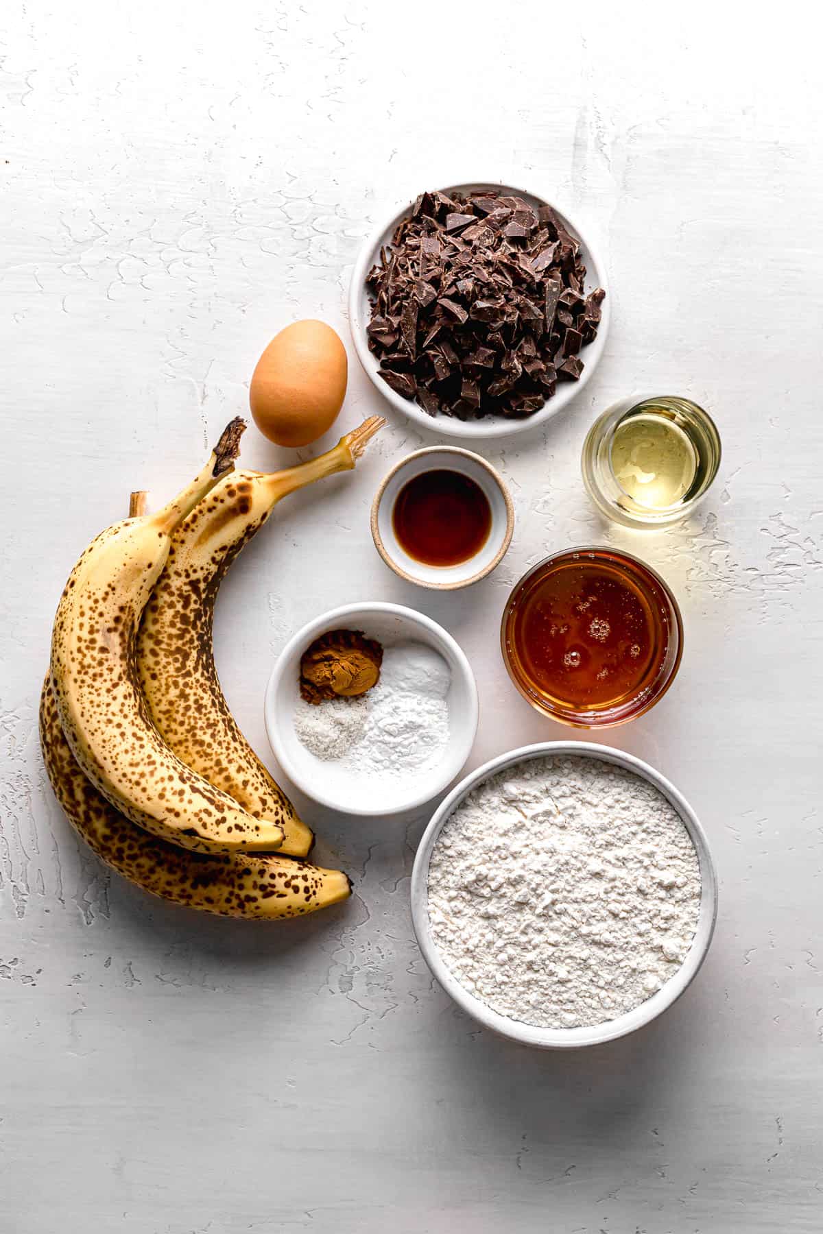 ingredients for moist banana bread with oil.