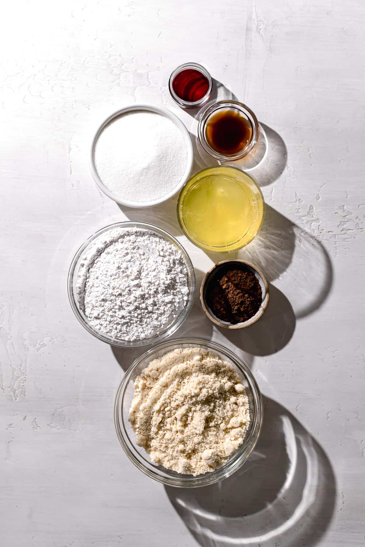 ingredients for red velvet macarons.