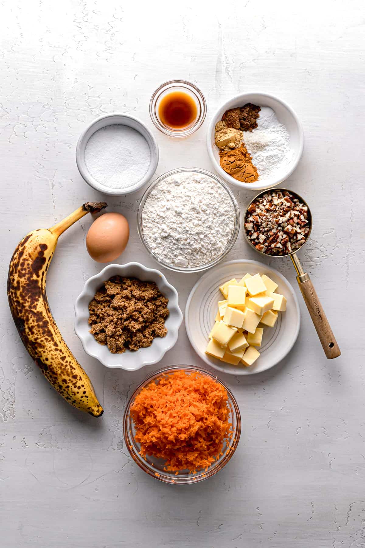 ingredients for small batch carrot muffins.