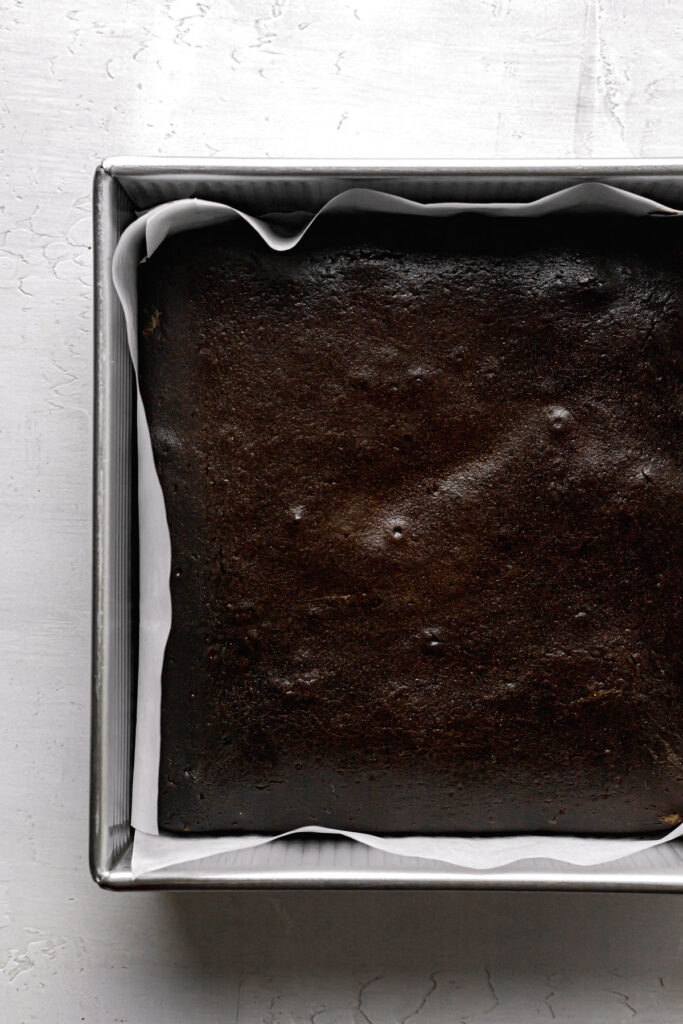 chocolate snack cake baked in square pan
