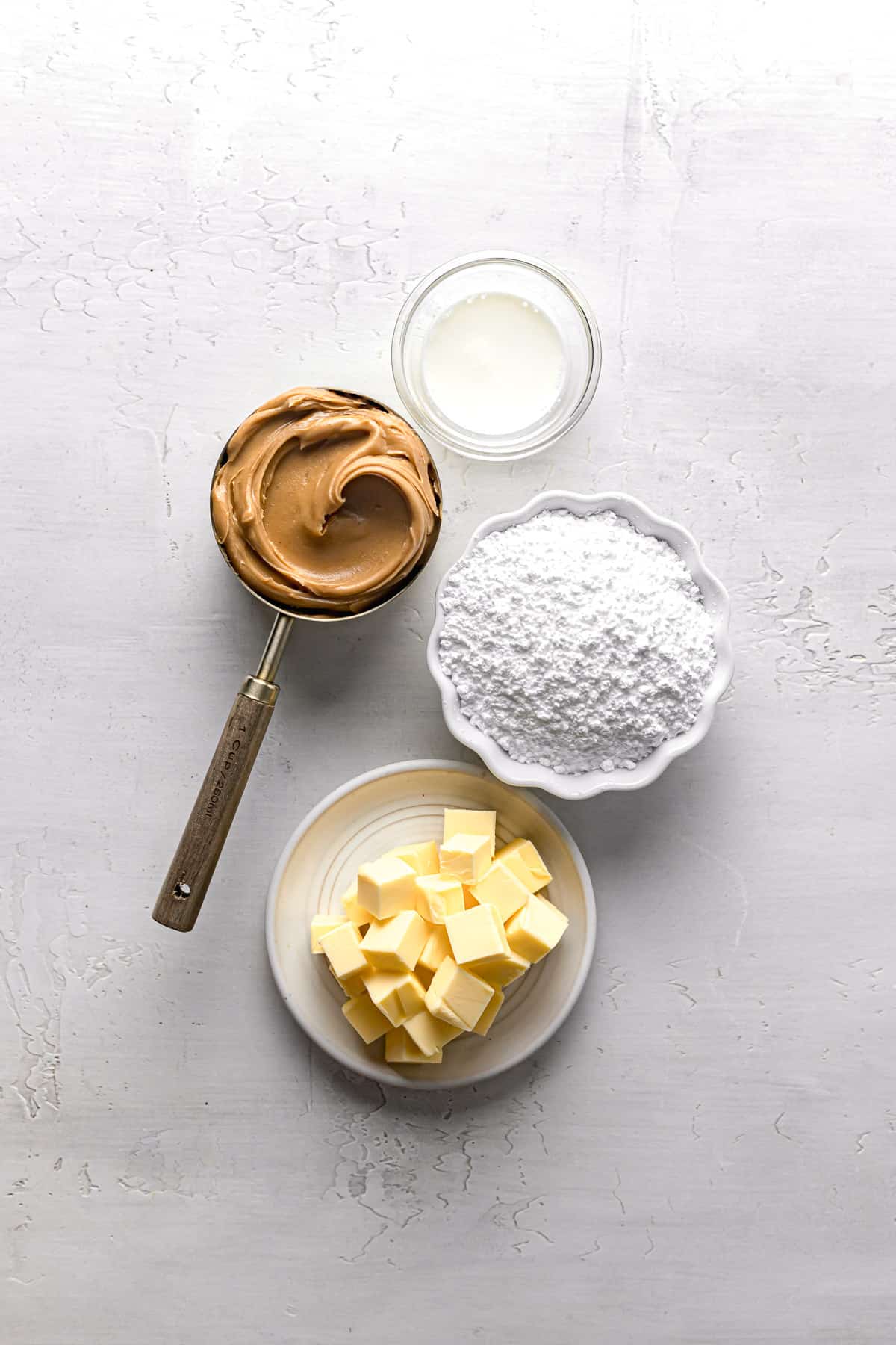 ingredients for peanut butter frosting.