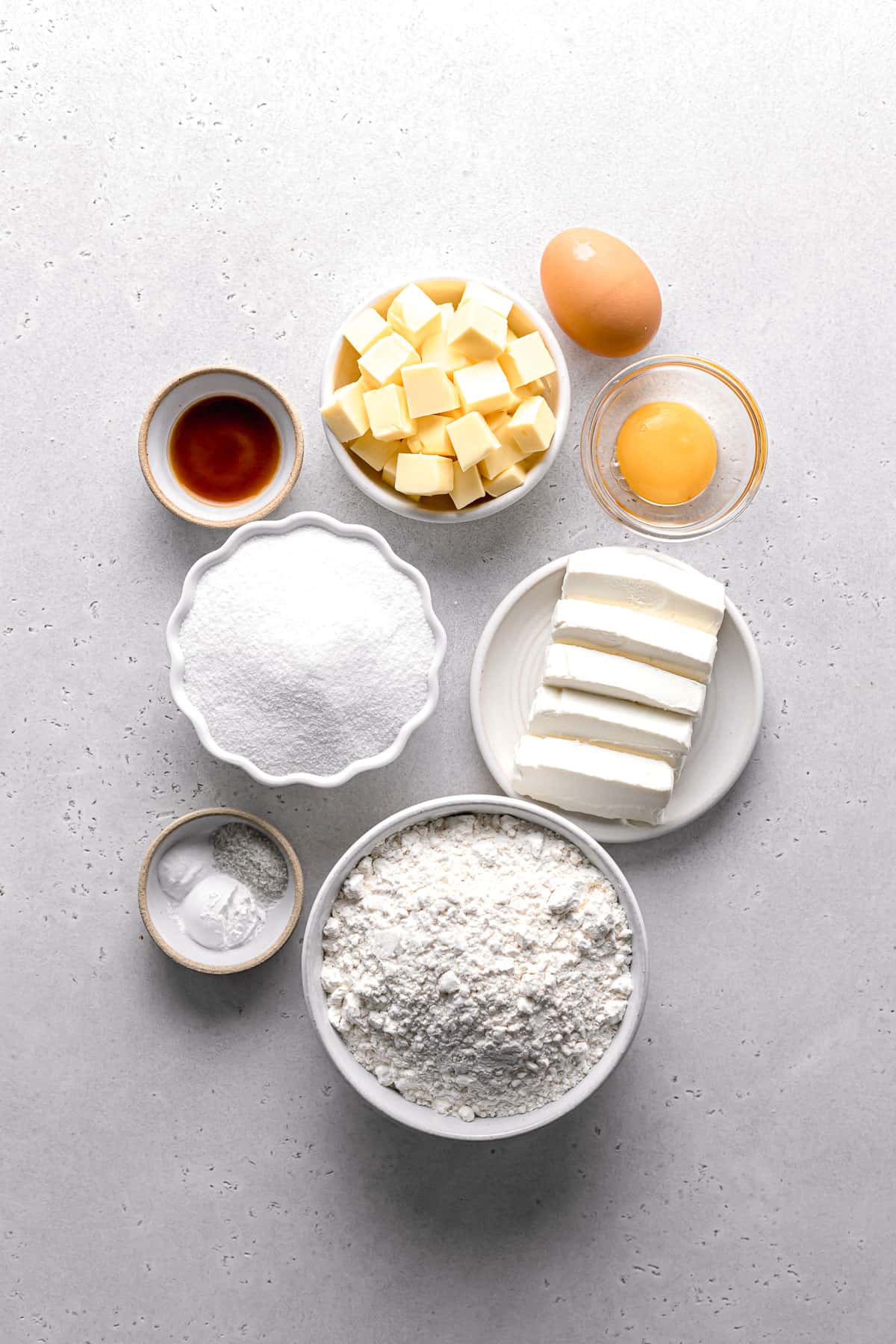 ingredients for cream cheese cookies.