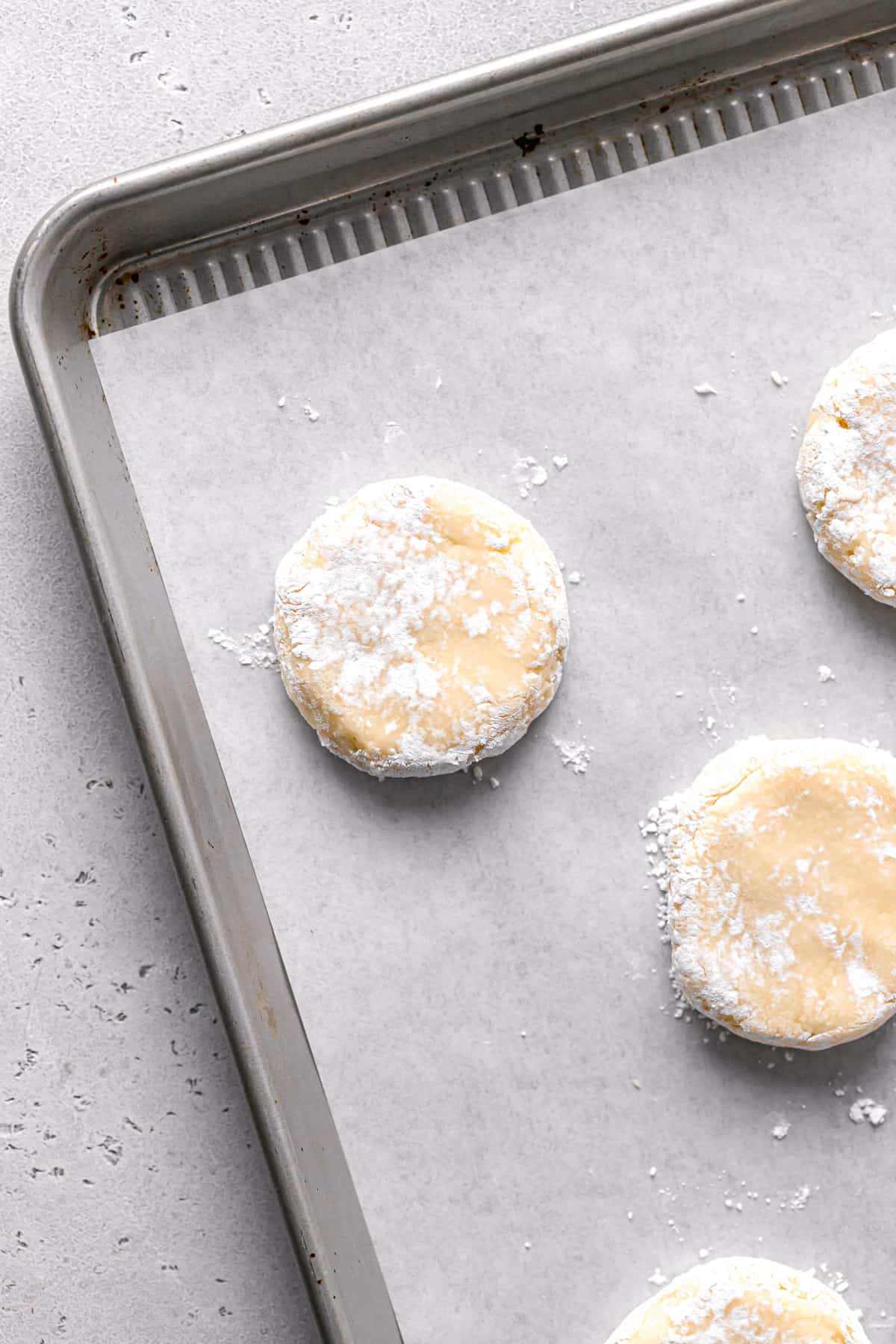 cream cheese cookies on baking sheet before baking.