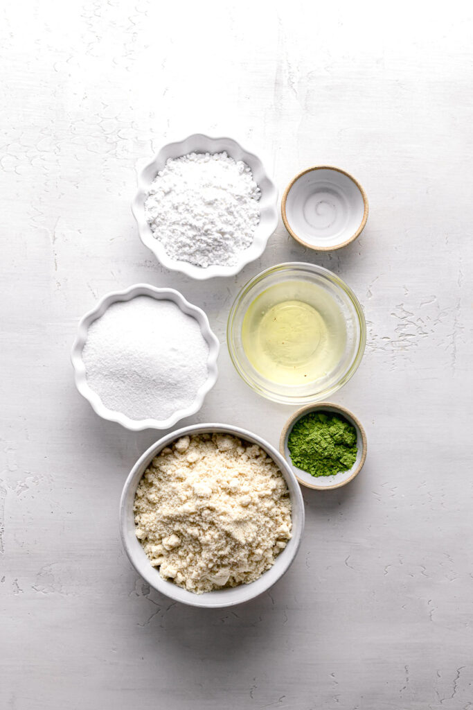 ingredients for matcha amaretti cookies