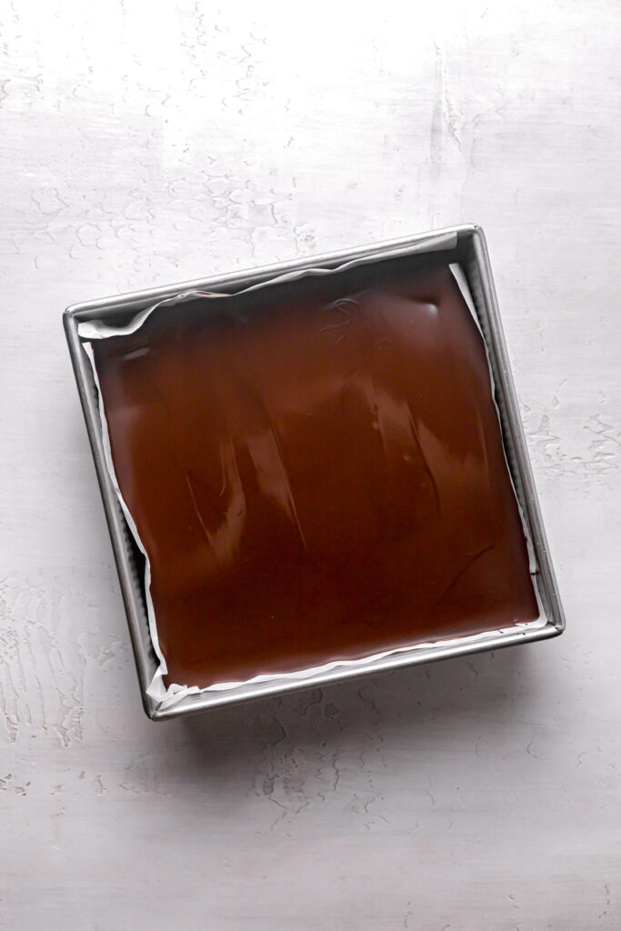 chocolate added on top of tahini caramel
