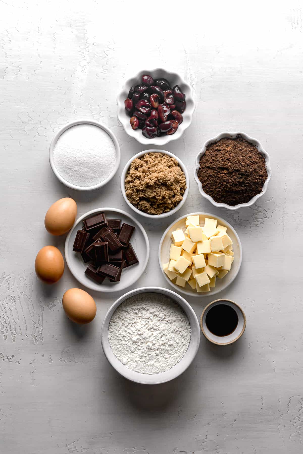 ingredients for cherry brownies.