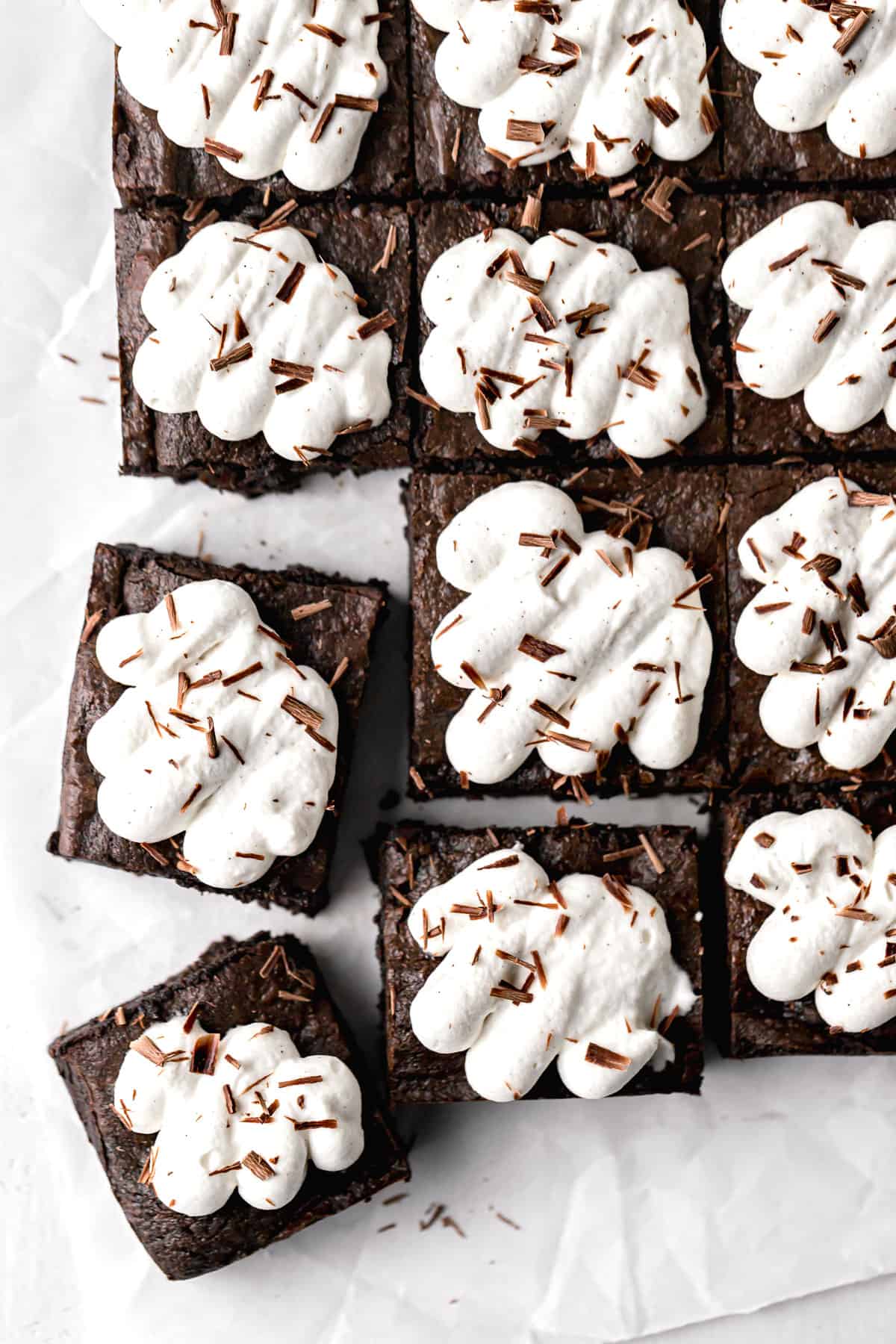 three cherry brownies pulled away from the rest 