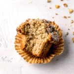 pistachio muffin with bite taken out