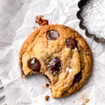 small batch chocolate chip cookie on parchment paper