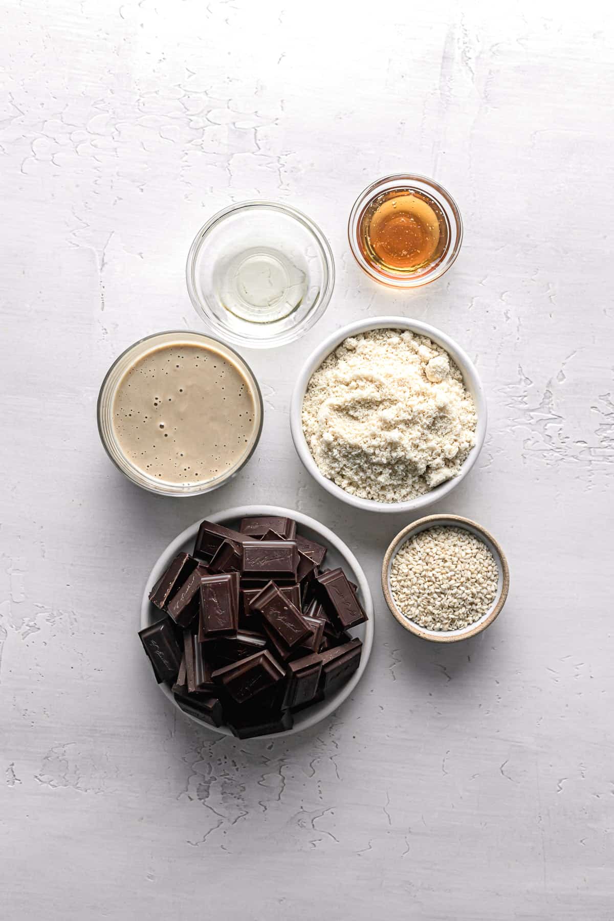 ingredients for chocolate tahini cups