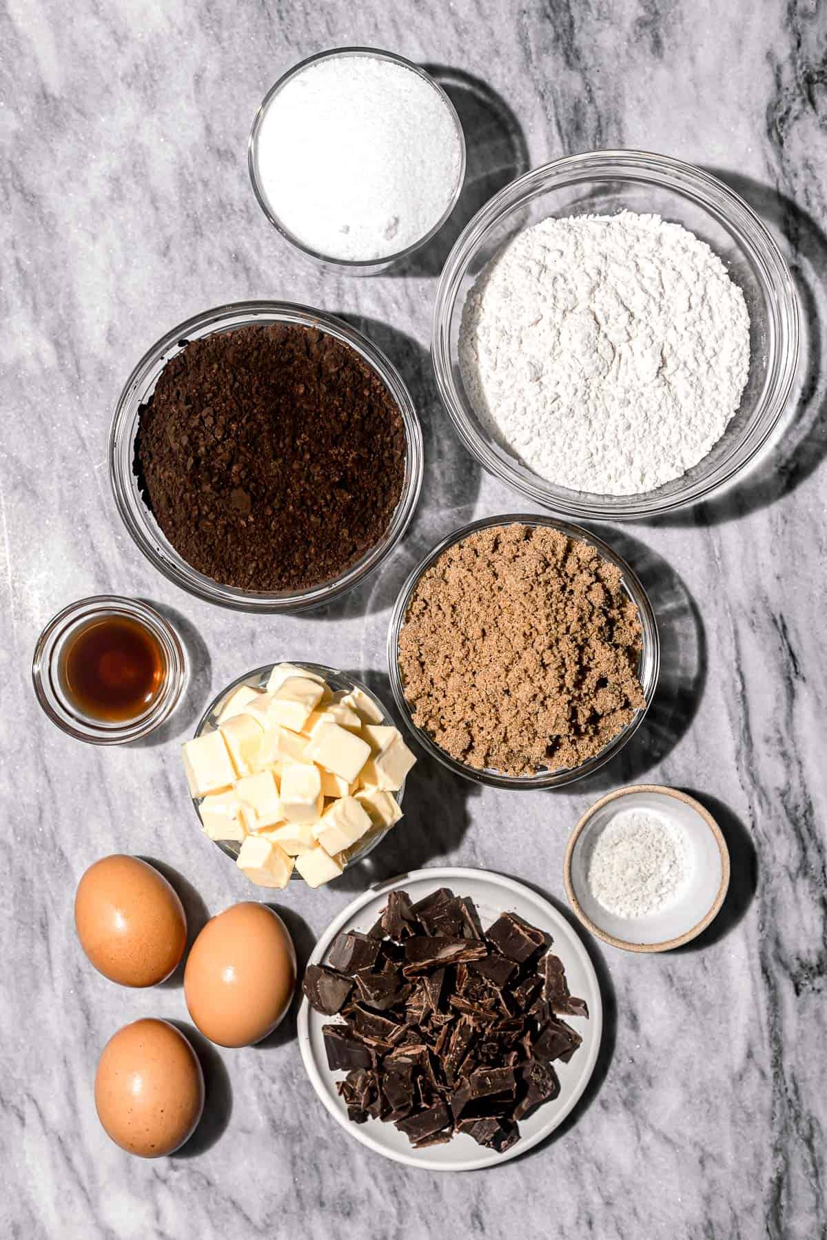 ingredients for gluten free brownies.