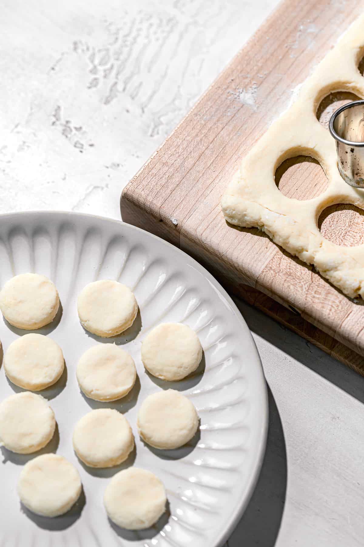 biscuit dough cutout and placed onto plate.