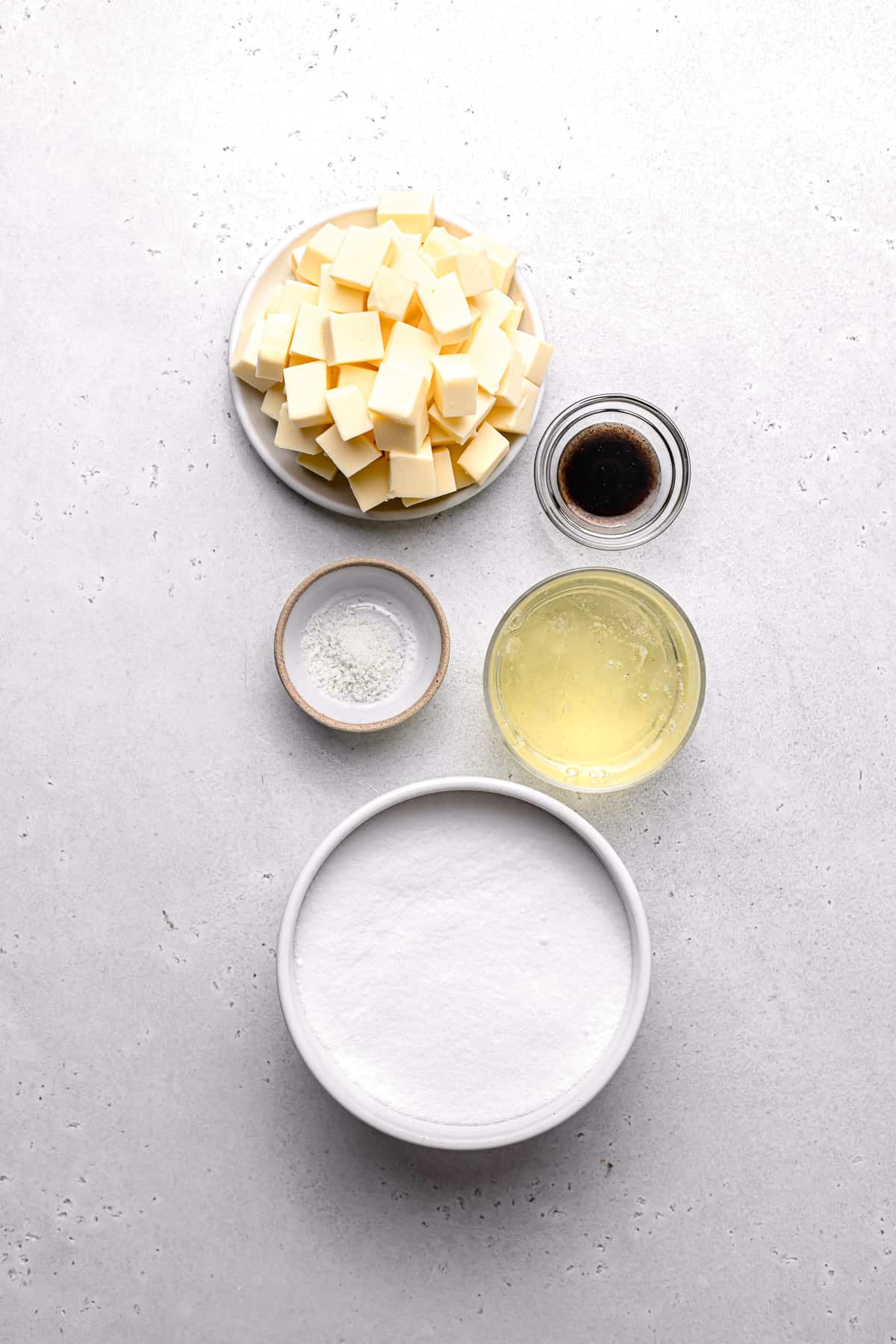 ingredients for swiss meringue buttercream.