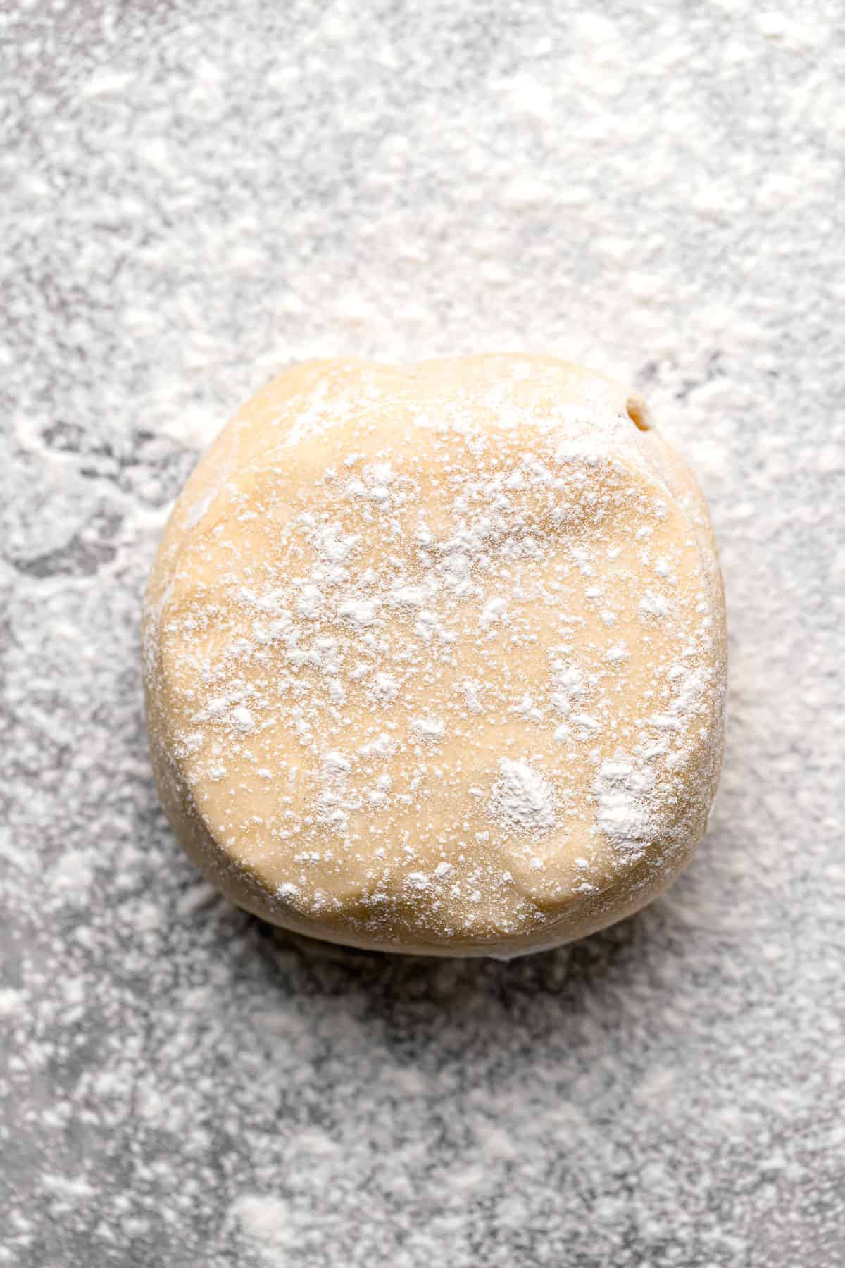 pie dough on floured surface.