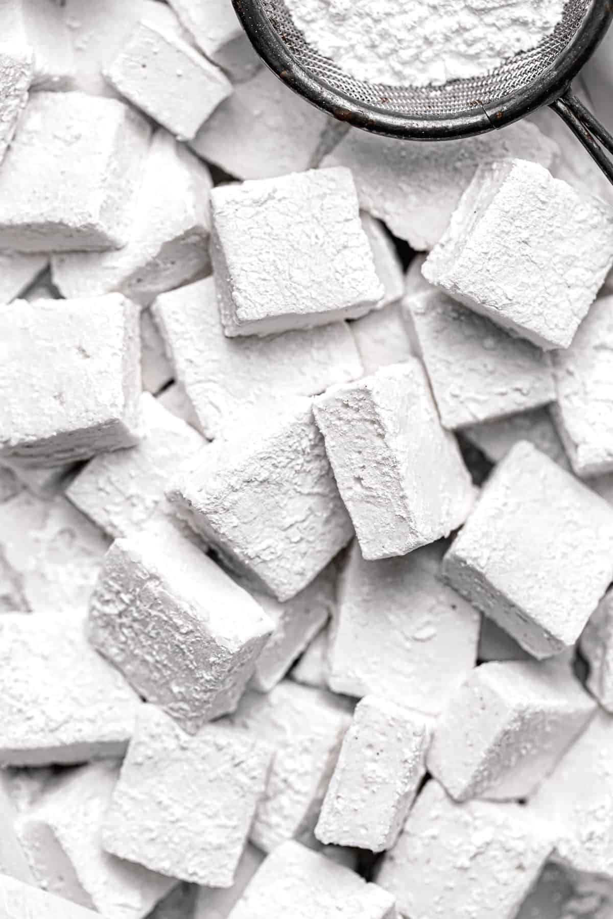 close-up of mini marshmallows.