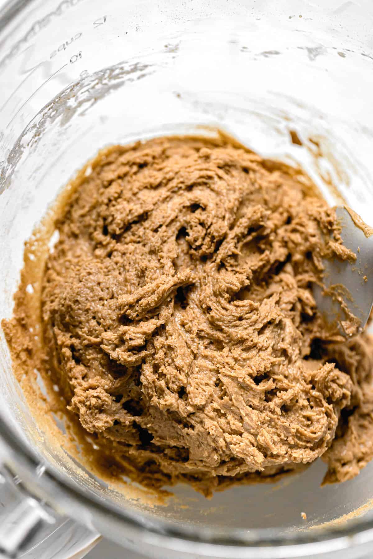 molasses cookie dough in mixing bowl.