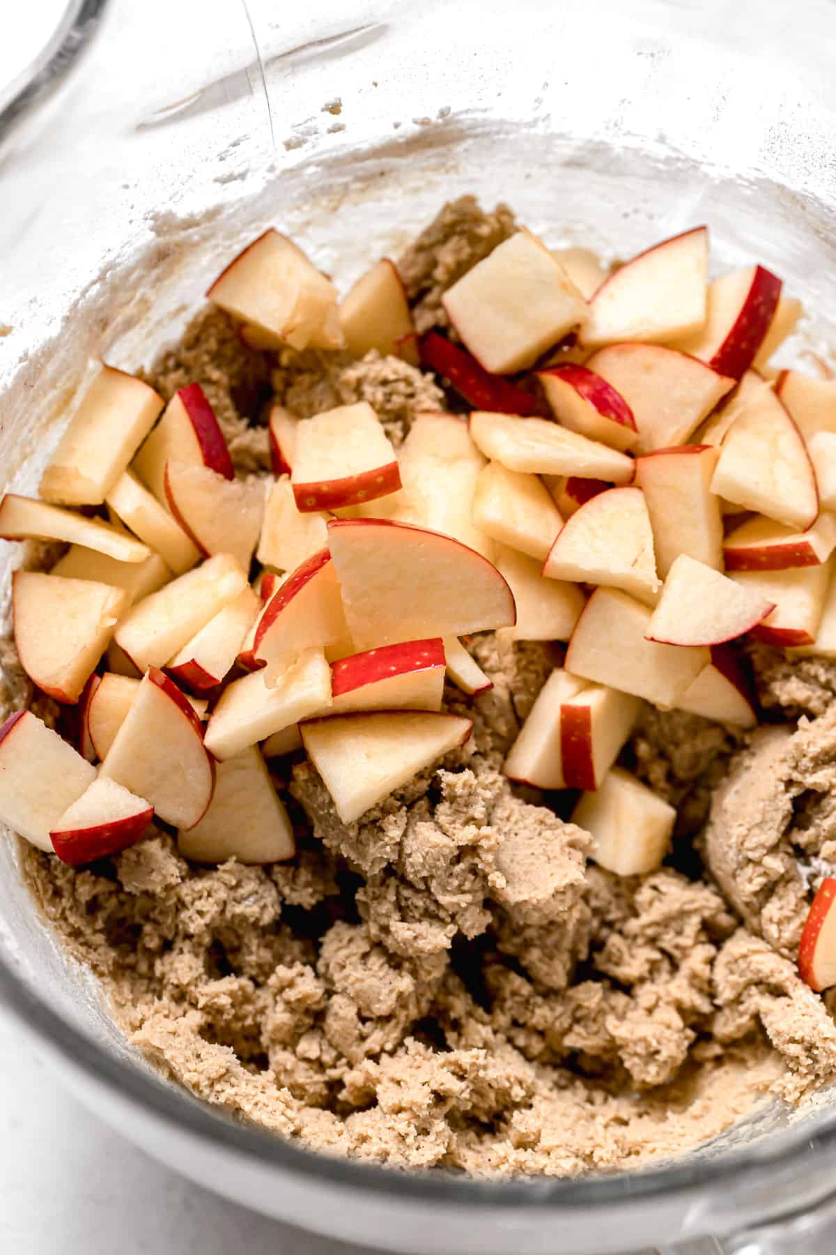 apple pieces added to cookie dough.