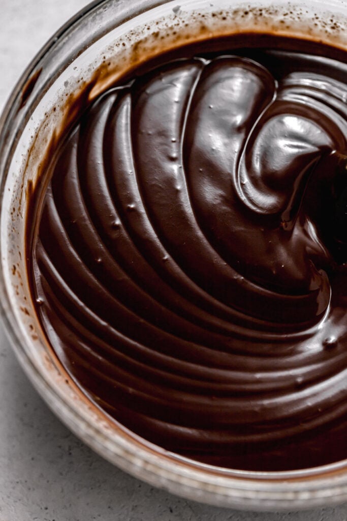 chocolate ganache in bowl.