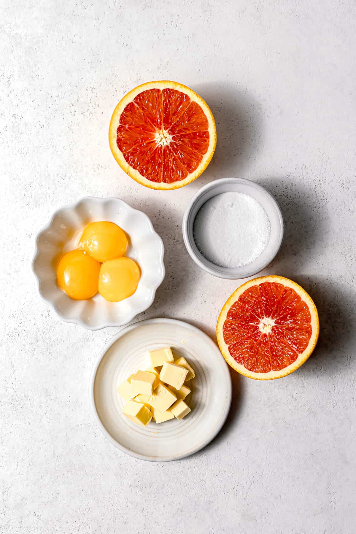 ingredients for orange curd.