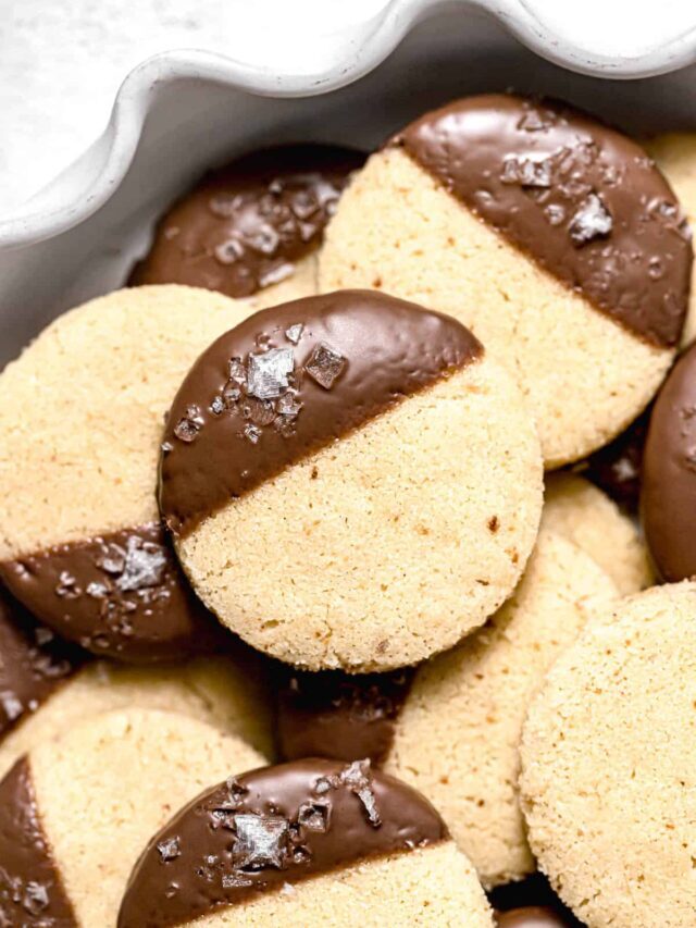 Chocolate Dipped Brown Butter Shortbread Cookies