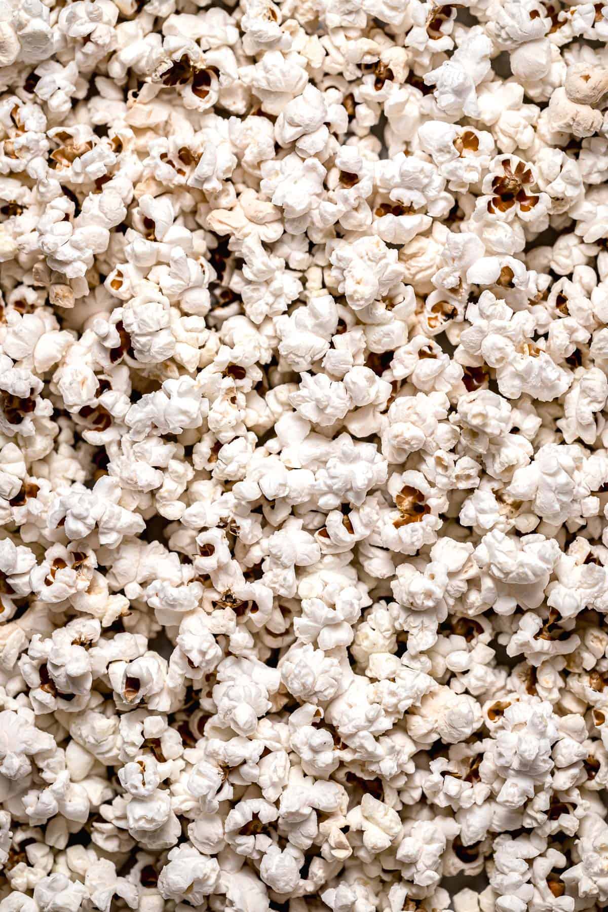 closeup of plain popcorn.