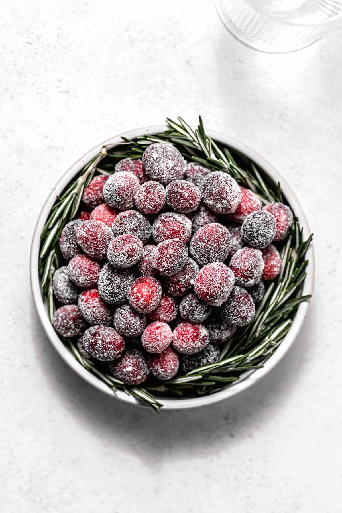 sugared cranberries in bowl