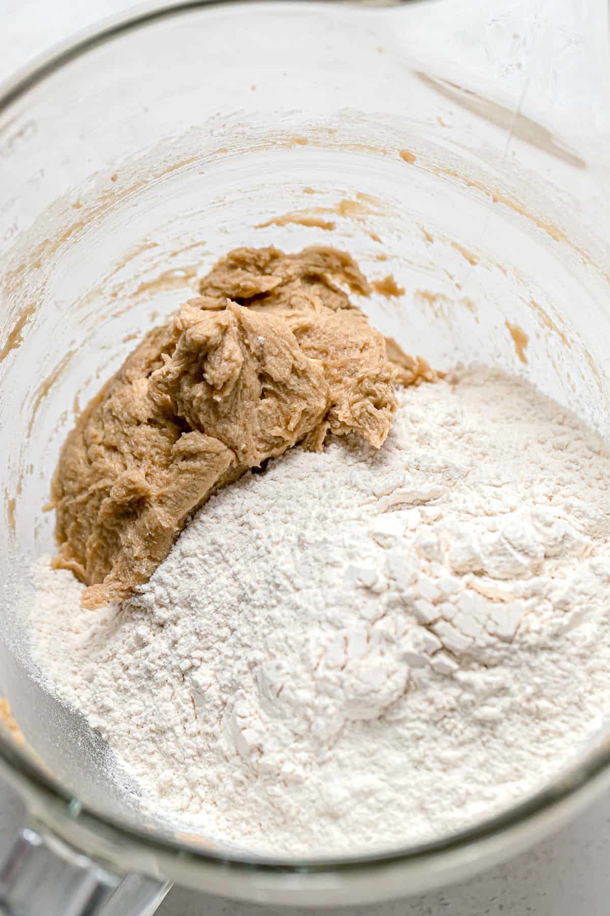 dry ingredients added to dough.