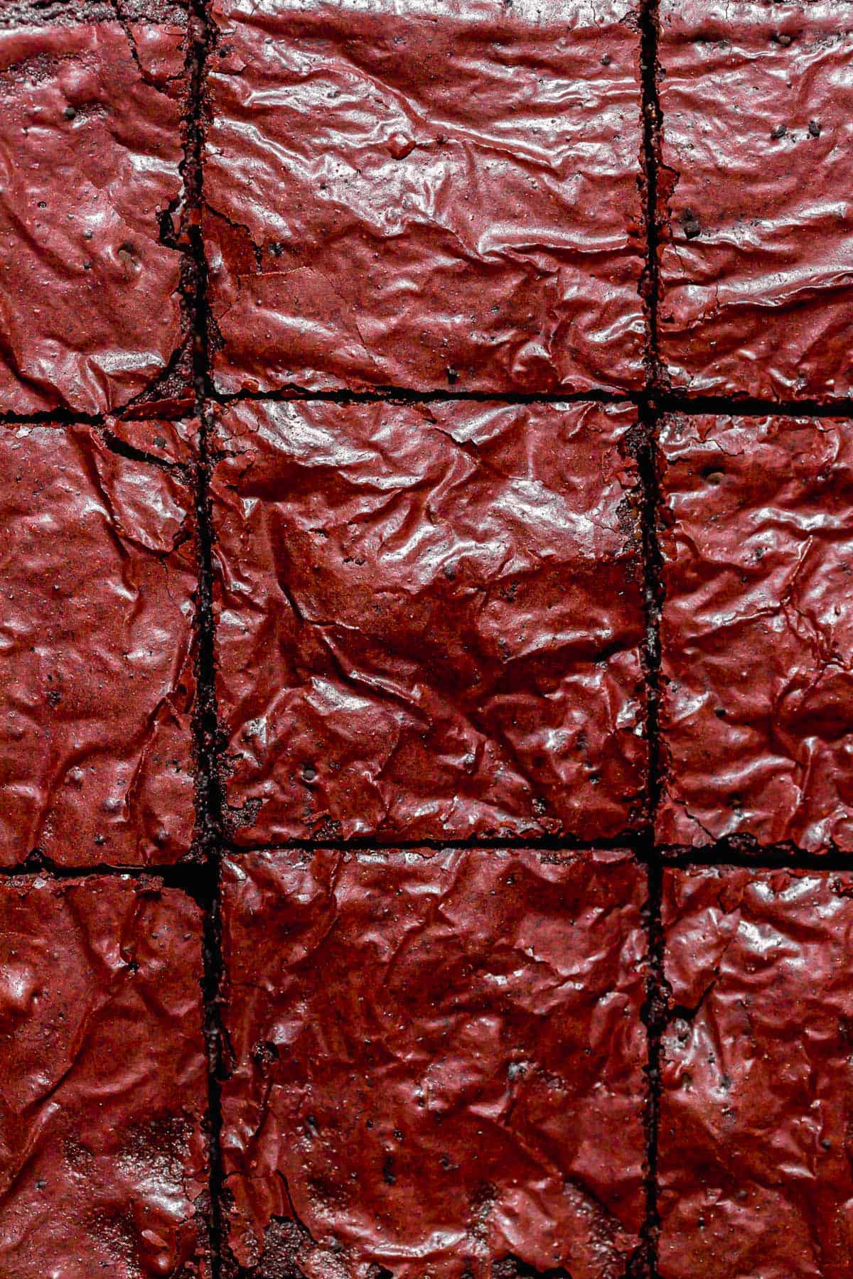 red velvet brownies cut into squares.