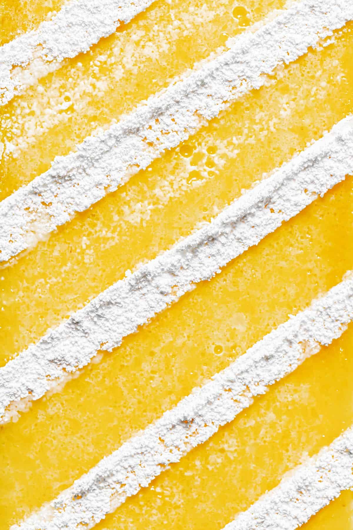 close up of lemon bars dusted with powdered sugar.