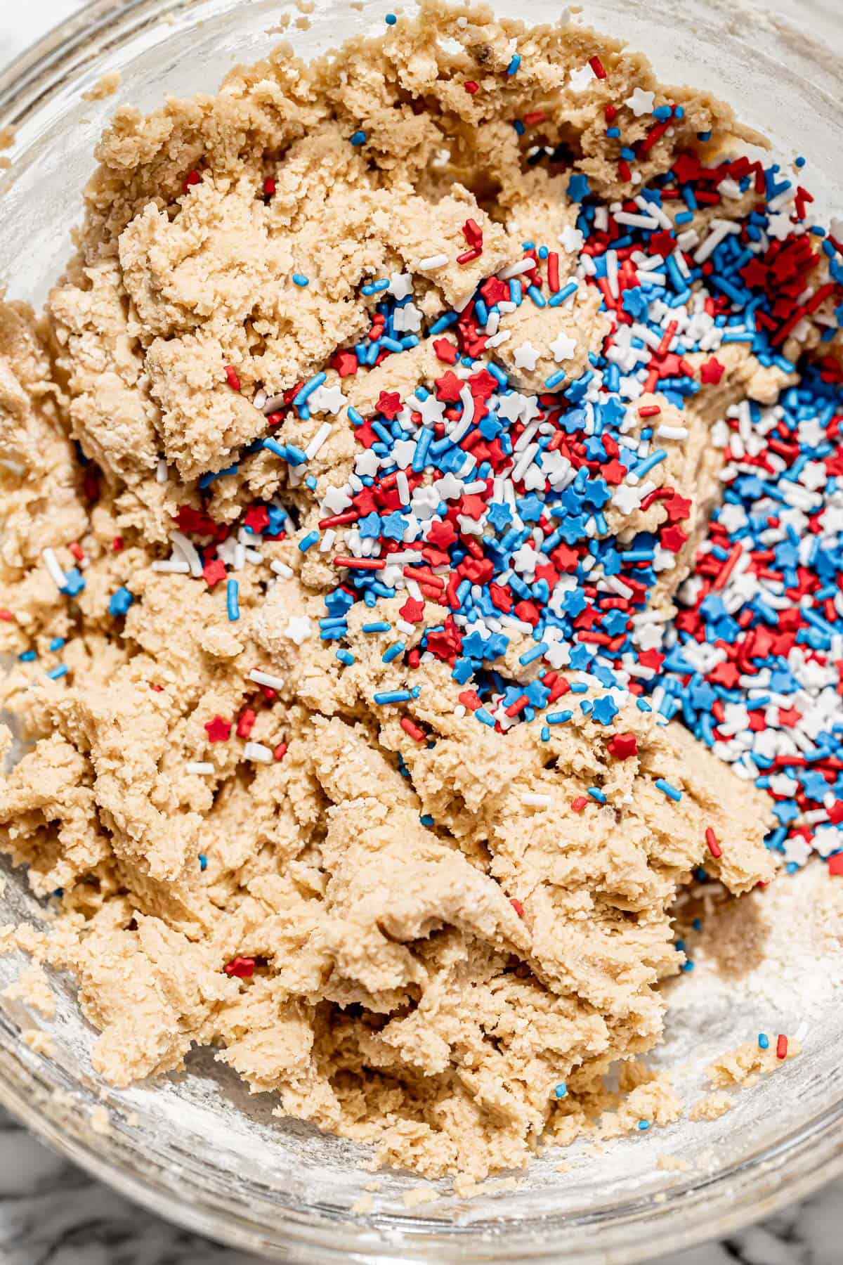 sprinkles added to cookie dough. 