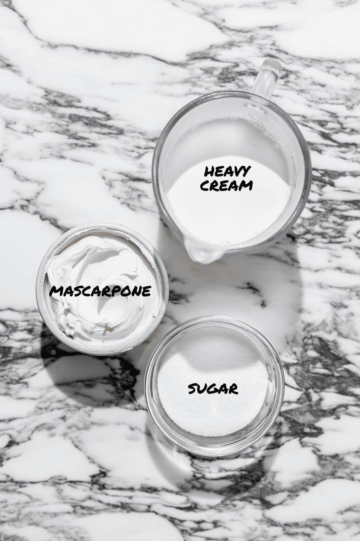 ingredients for mascarpone frosting.
