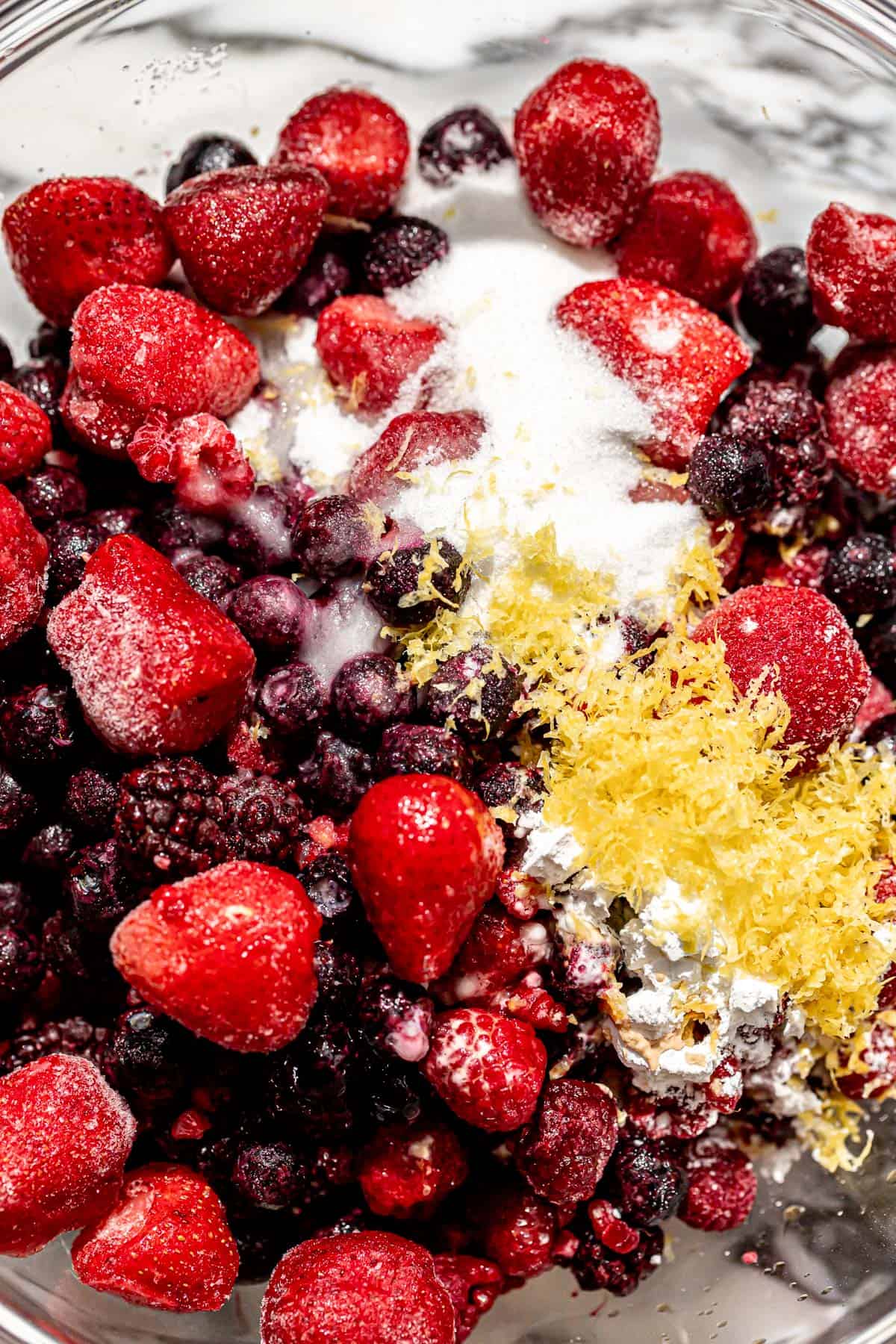 berry filling ingredients in bowl. 
