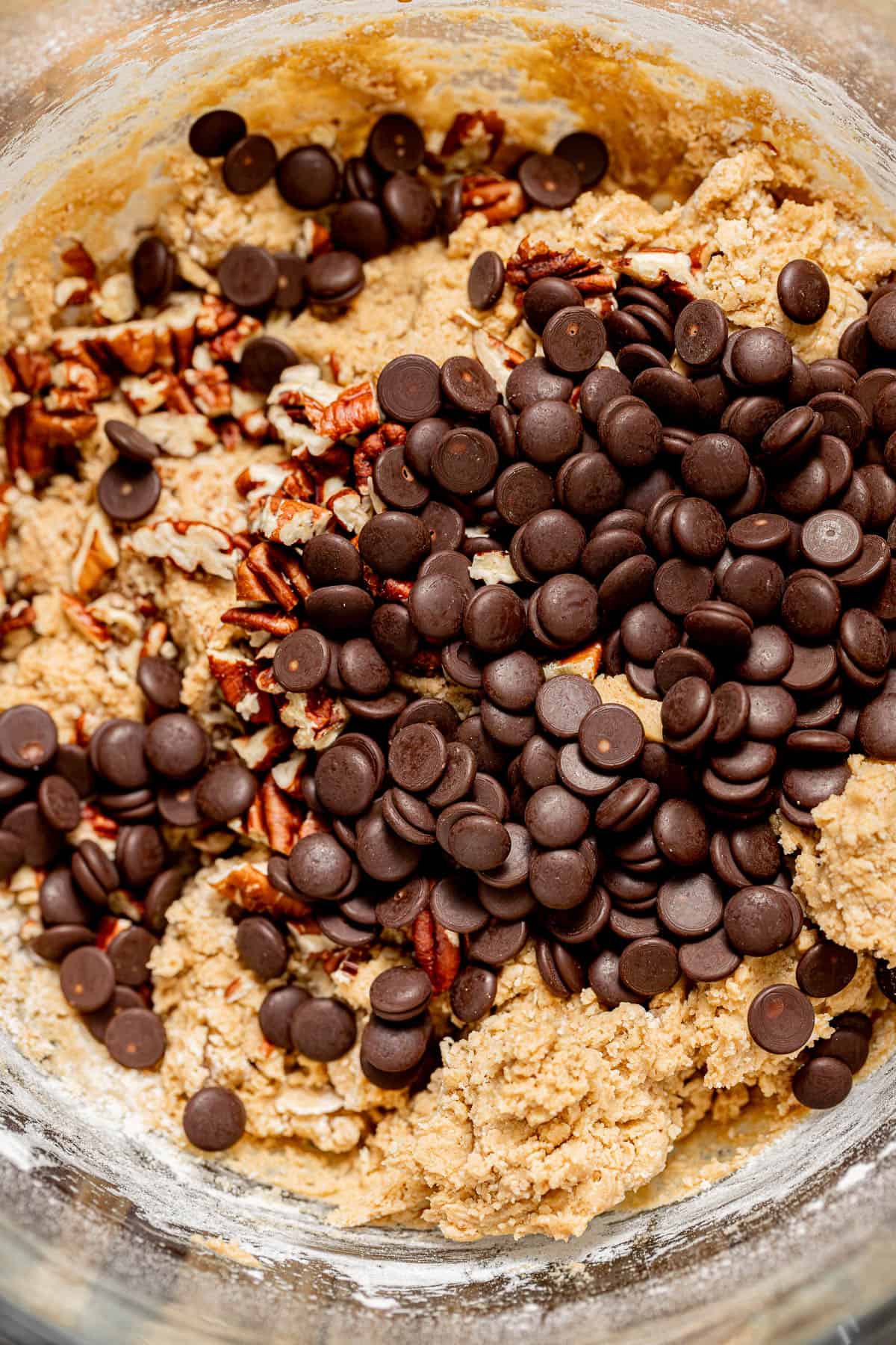 cookie dough with chocolate and pecans added.